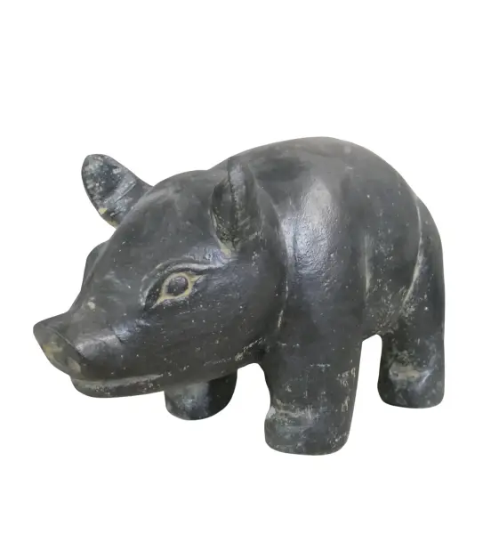 Product image 8 of the product “Sitting pig, 28 cm Length | Cast stone, handcrafted & coloured ”